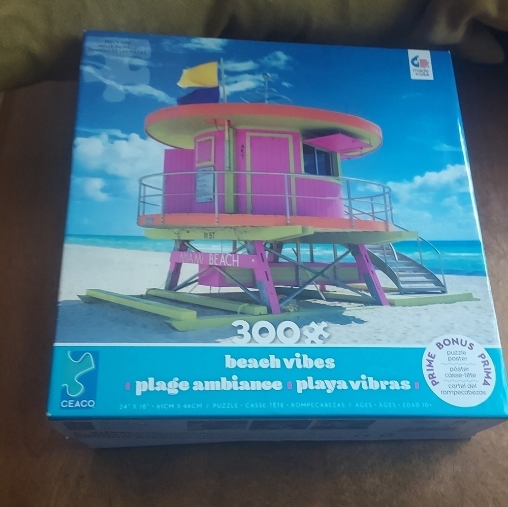 CEACO Beach Vibes 300 Piece Jigsaw  Puzzle 🧩 MIAMI BEACH 22527 USA Open Box